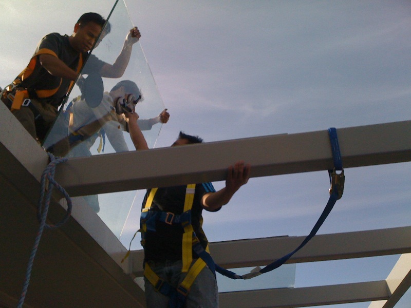 glass canopy installation