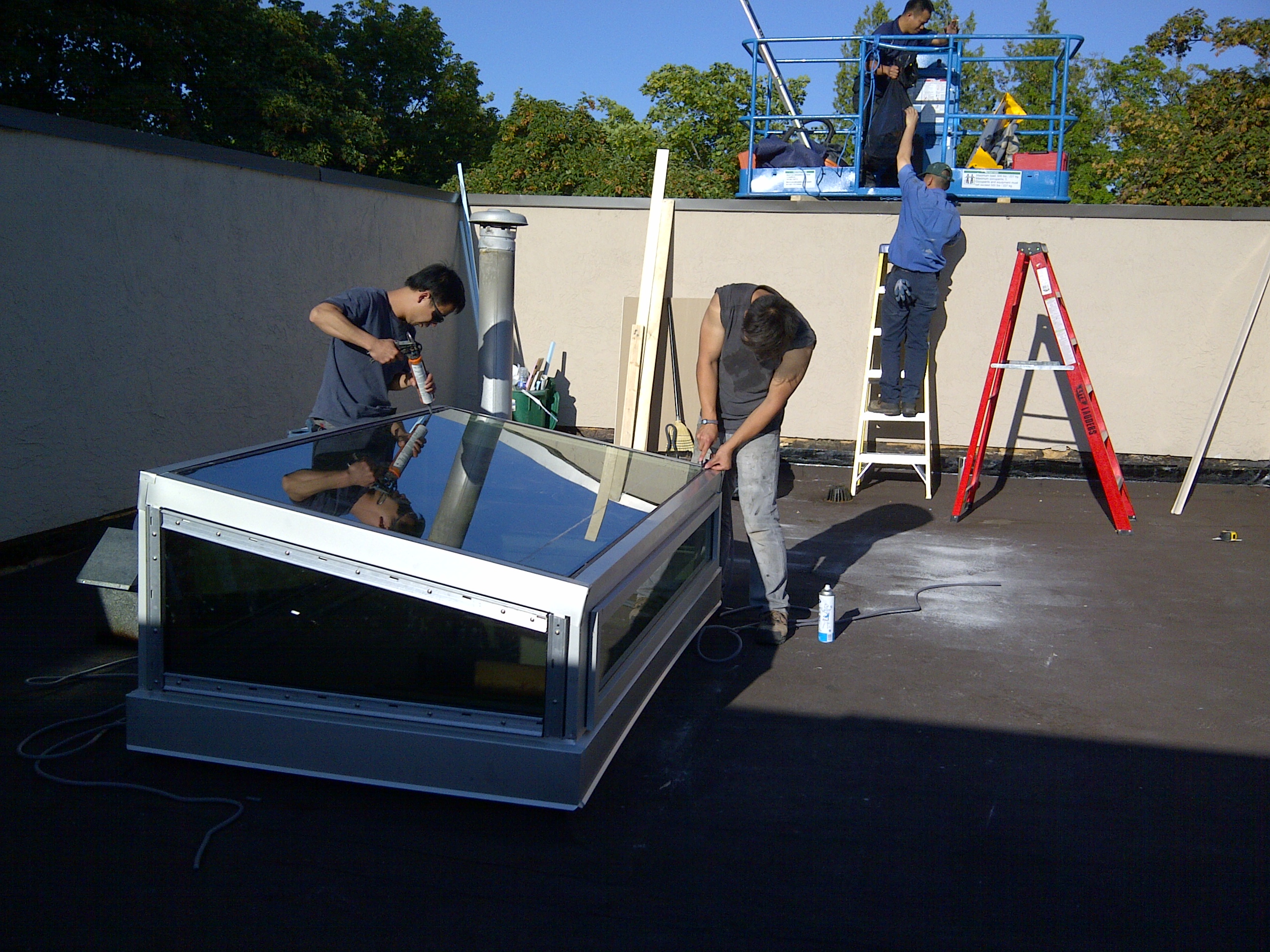 skylight system on flat residential home roof top